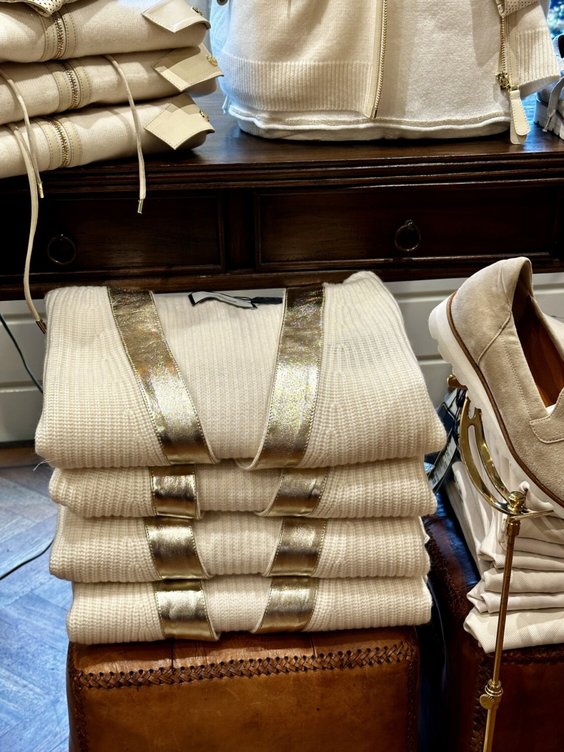 Cashmere Vest Met Leer