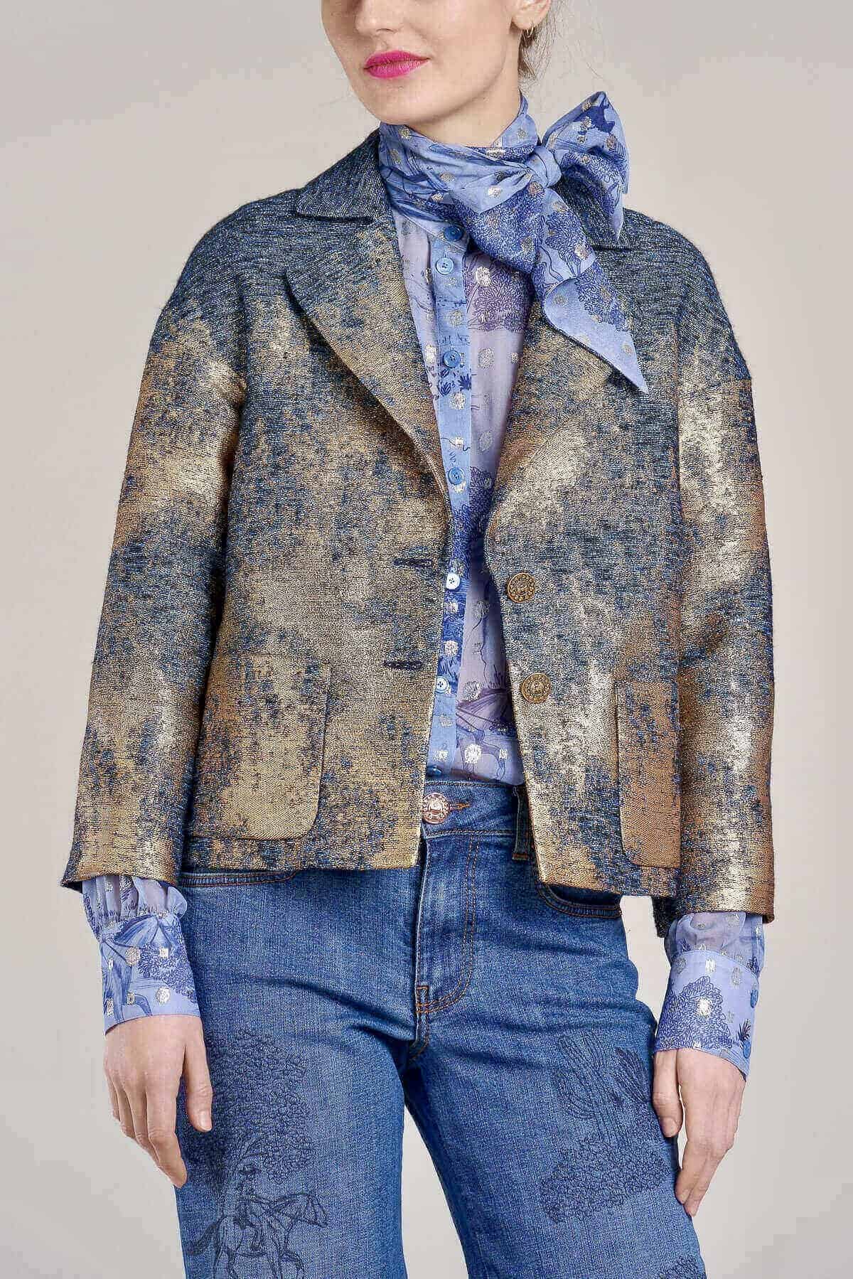 Maison Common Blazer Maison Common Blazer bleu met goud