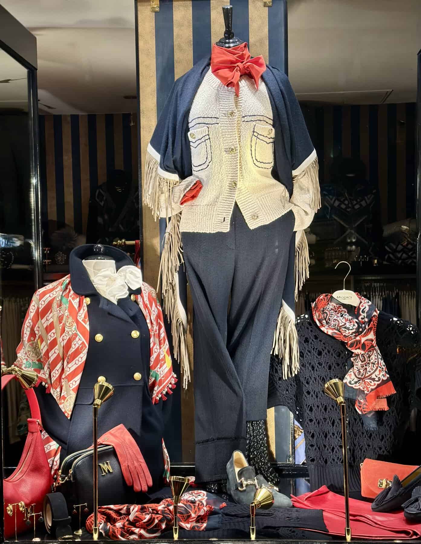 Modici Vestje Ecru Met Blauwen Stiksel