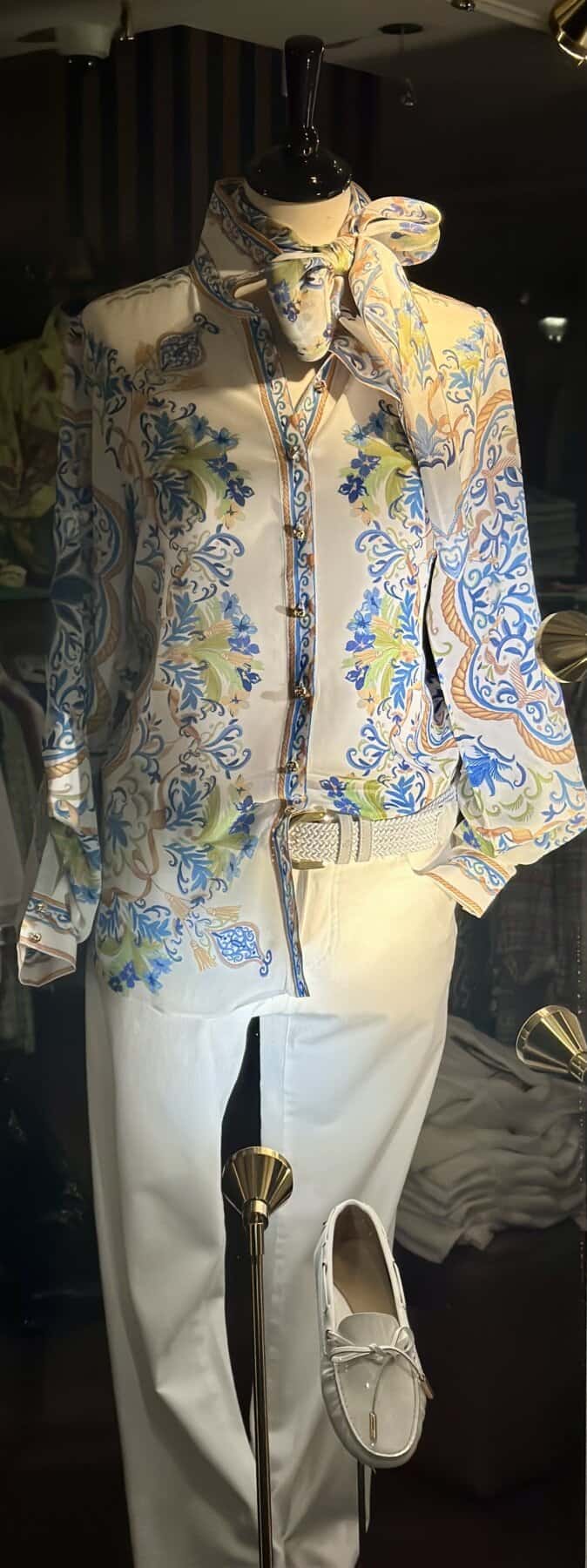 Print Blouse Wit Bleu